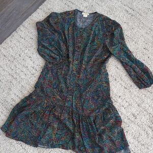 Shoshanna Multicolor Paisley Long Sleeve Dress